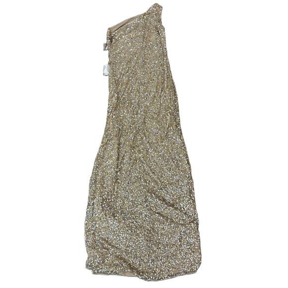 New Mac Duggal Nude Sequin Side Slit One-Shoulder Dress 10729 Size 6 - Picture 6 of 6